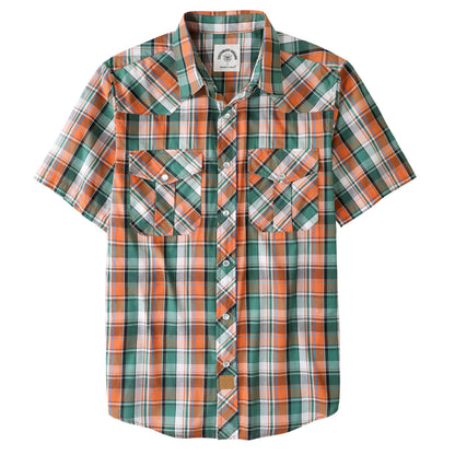 HOTDubinik® Western Shirts for Men Short Sleeve Plaid Pearl Snap Shirts for Men Button Up Shirt Cowboy Casual Work Shirt
