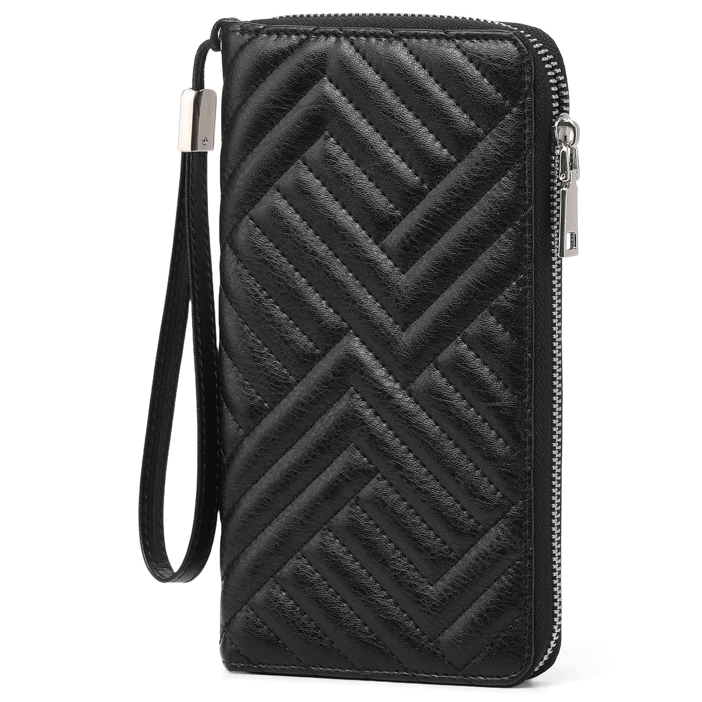 HOTGOIACII Womens Wallet RFID Blocking Leather Large Capacity Long Purse Card Clutch Wristlet
