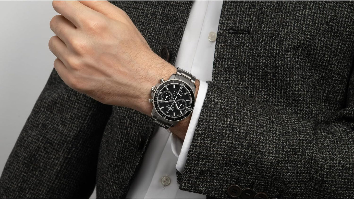 HOTBulova Men's Marine Star Series C Stainless Steel 6-Hand Chronograph Quartz Watch, Black Dial Style: 96B272