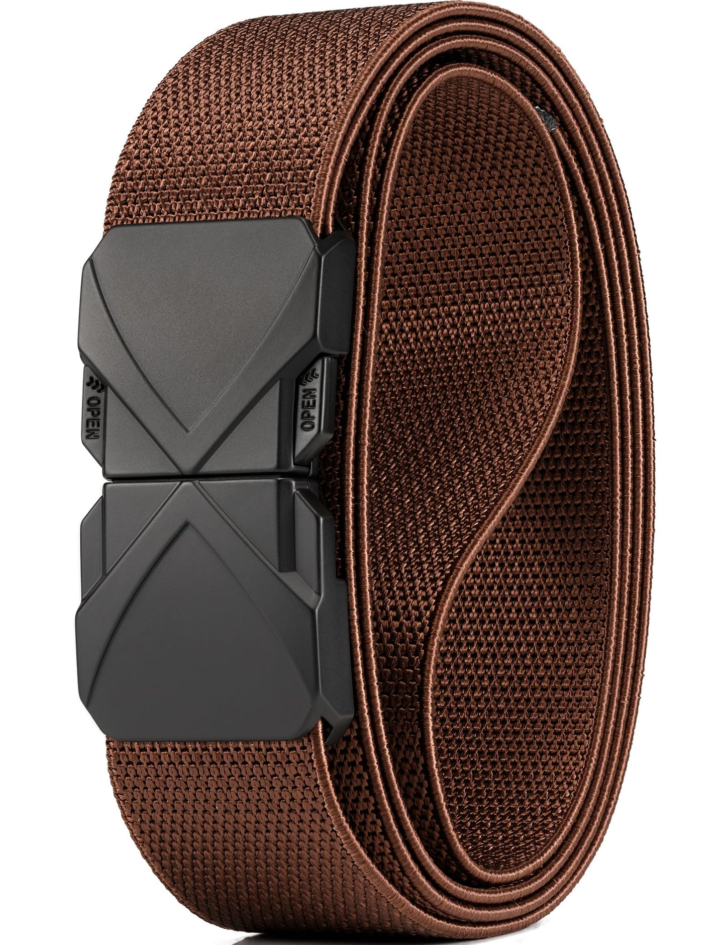 HOTGEIT Stretch Nylon Belt,1 3/8" Elastic Belt with Quick Release Buckle | Invisible Web Belt for Hiking Casual Tactical