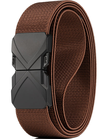 HOTGEIT Stretch Nylon Belt,1 3/8" Elastic Belt with Quick Release Buckle | Invisible Web Belt for Hiking Casual Tactical