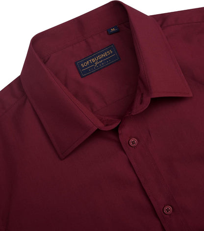 HOTJ.VER Men's Short Sleeve Dress Shirts Stretch Stain Shield Casual Button Down Shirts Solid Formal Shirt