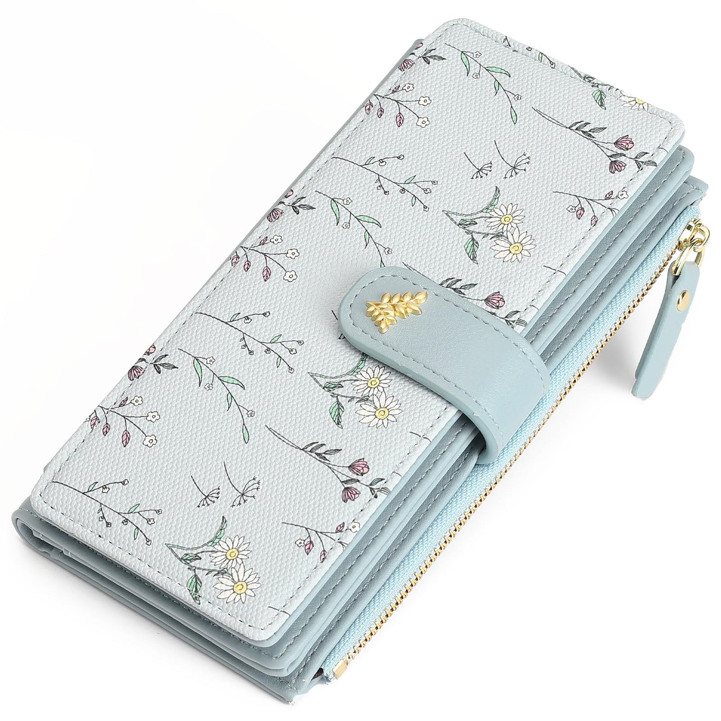 HOTGAEKEAO Womens Wallet RFID Blocking Large Capacity Vegan Leather Card Holder Wristlet Clutch with 32 Card Slots 4 ID Windows