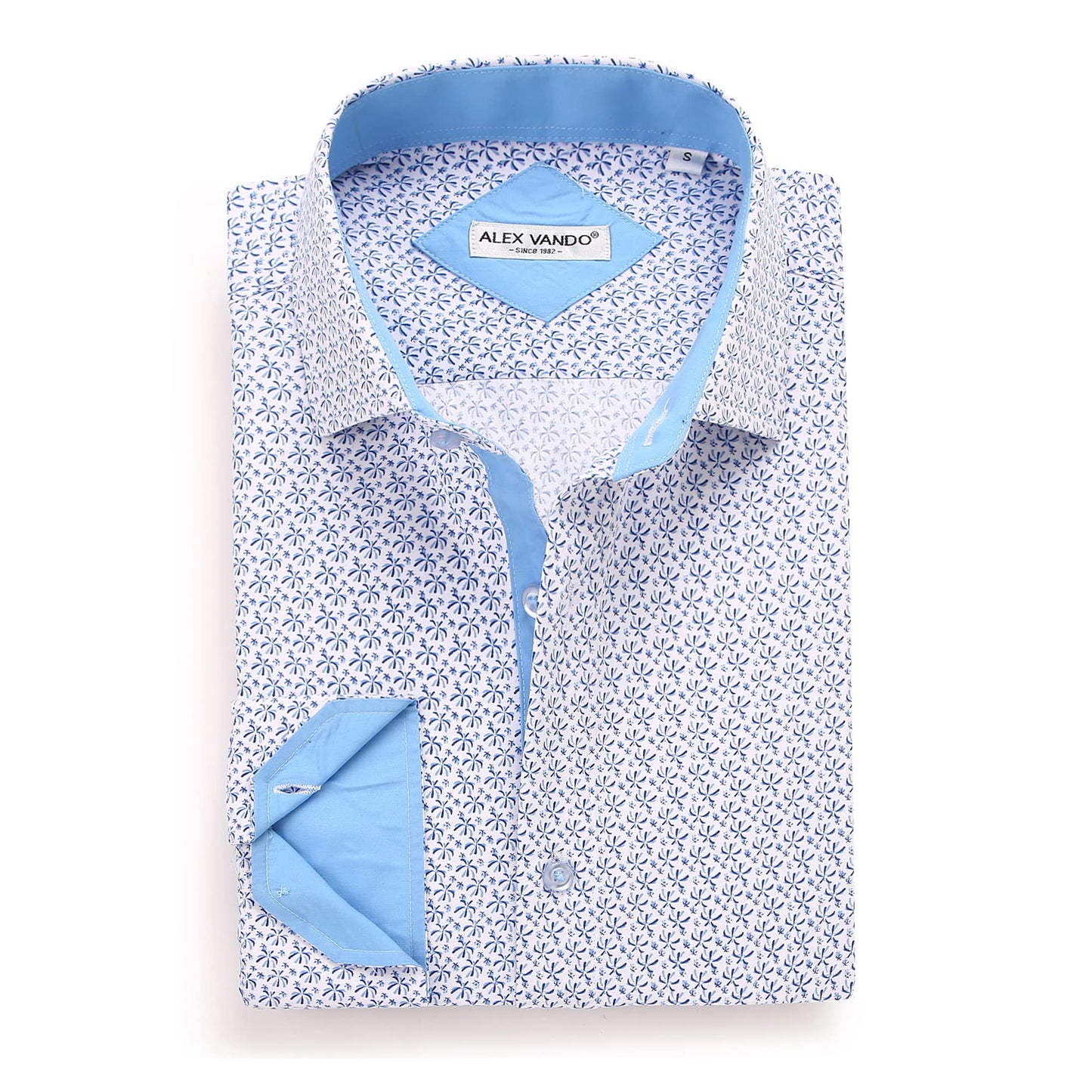 HOTAlex Vando Mens Printed Dress Shirts Regular Fit Casual Button Down Shirt | Wrinkle resistant, Machine washable, Contrast on inner collar & cuff, True-to-size cut, Business & Daily, Easy outfit pairing