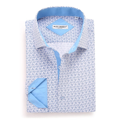 HOTAlex Vando Mens Printed Dress Shirts Regular Fit Casual Button Down Shirt | Wrinkle resistant, Machine washable, Contrast on inner collar & cuff, True-to-size cut, Business & Daily, Easy outfit pairing