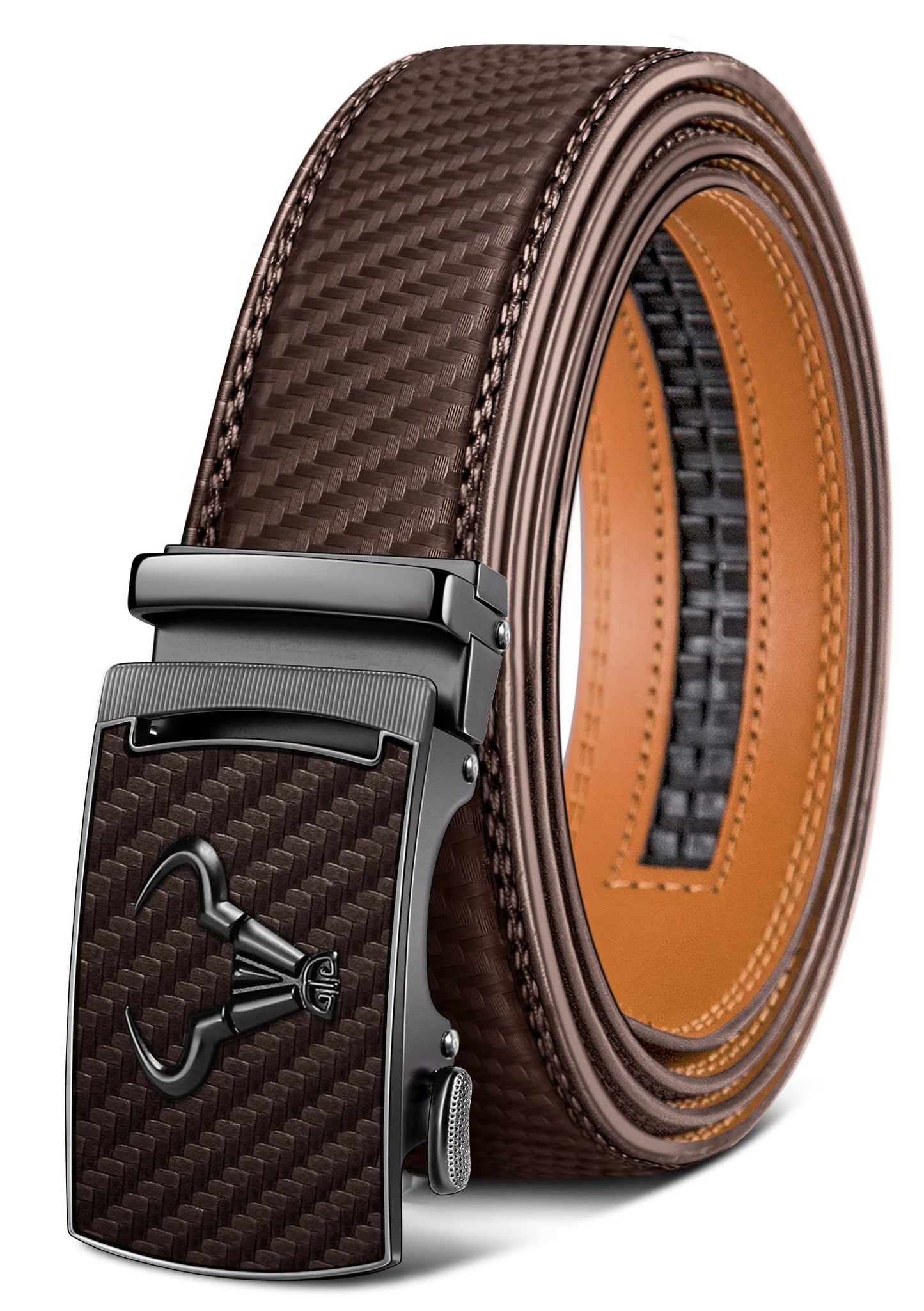 HOTBULLIANT Men's Belt,Brand Ratchet Belt Of Genuine Leather For Gift Men Dress,Size Customized