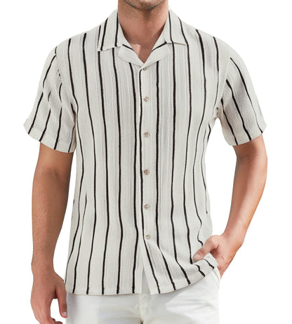 HOTDamipow Mens Casual Button Down Shirts Short Sleeve Fashion Vacation Beach Shirts