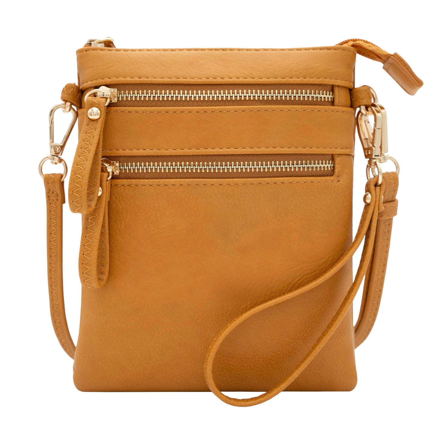 HOTSolene Small Crossbody Bag for Women, Multi Zip Pockets with Detachable Wristlet, Lightweight Travel Purse, Cell Phone Pouch