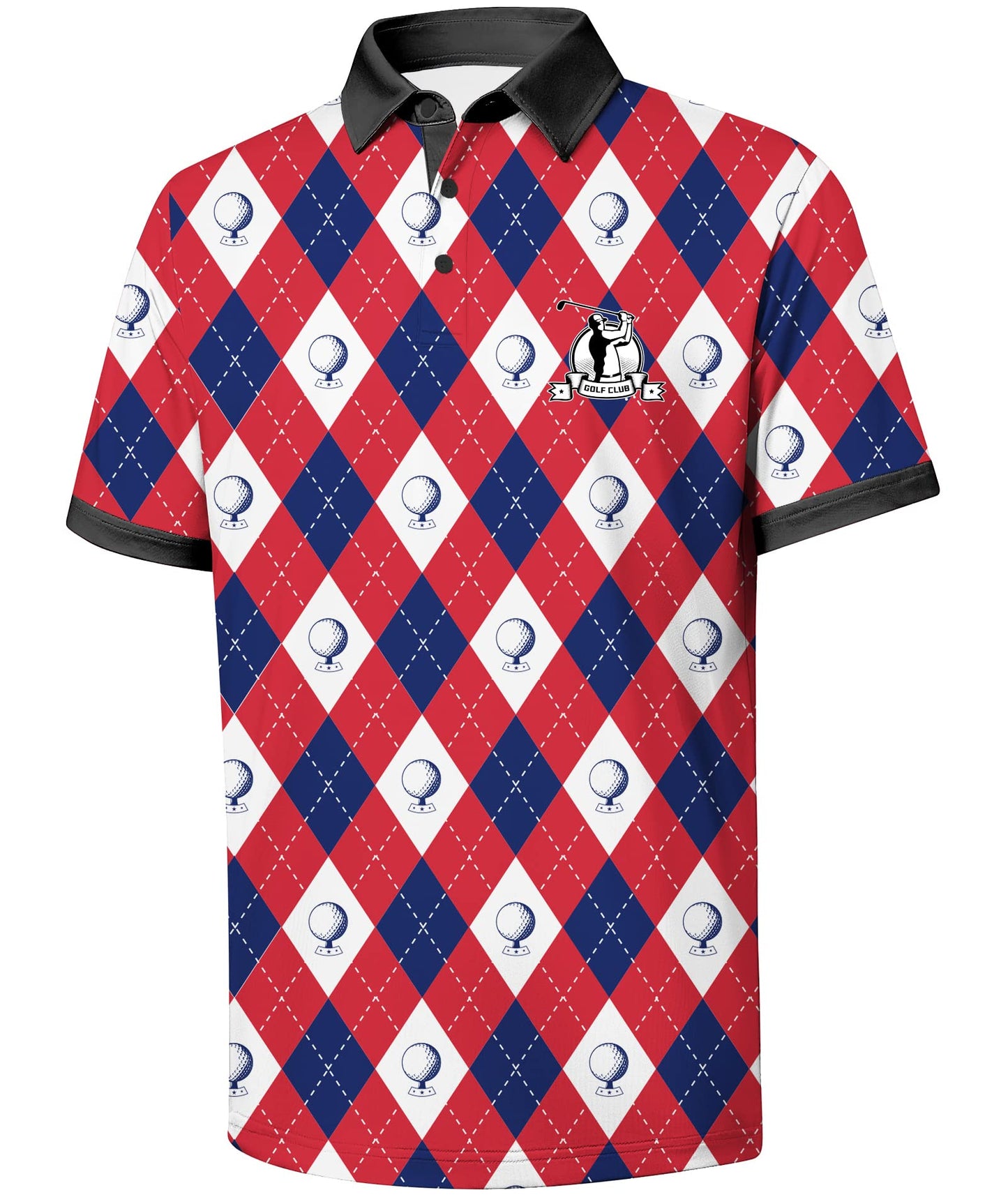HOTV VALANCH Mens American Falg Polo Shirts Short Sleeve Performance Patriotic Shirt Funny Golf Shirt