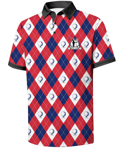 HOTV VALANCH Mens American Falg Polo Shirts Short Sleeve Performance Patriotic Shirt Funny Golf Shirt