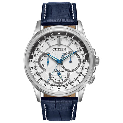 HOTCitizen Men's Eco-Drive Calendrier Classic Watch, 12/24 Hour Time, 3-Hand Day and Date, Chronograph, Luminous Hands