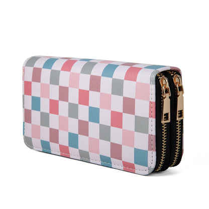 HOTCheckered Wallets for Women Cute Large Capacity Black White Plaid Purse 2 Zippers Credit Card Holder (checkered)