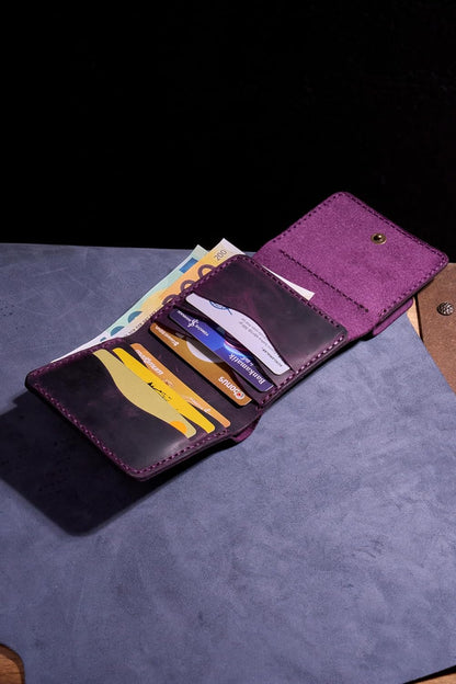 HOTHandmade Genuine Leather Women’s Wallet – Perfect for Mothers, Students, Professionals, Ideal for Work, Shopping, Gift, Travel, Everyday Essentials Handmade Genuine Leather for Women Ladies (PURPLE)