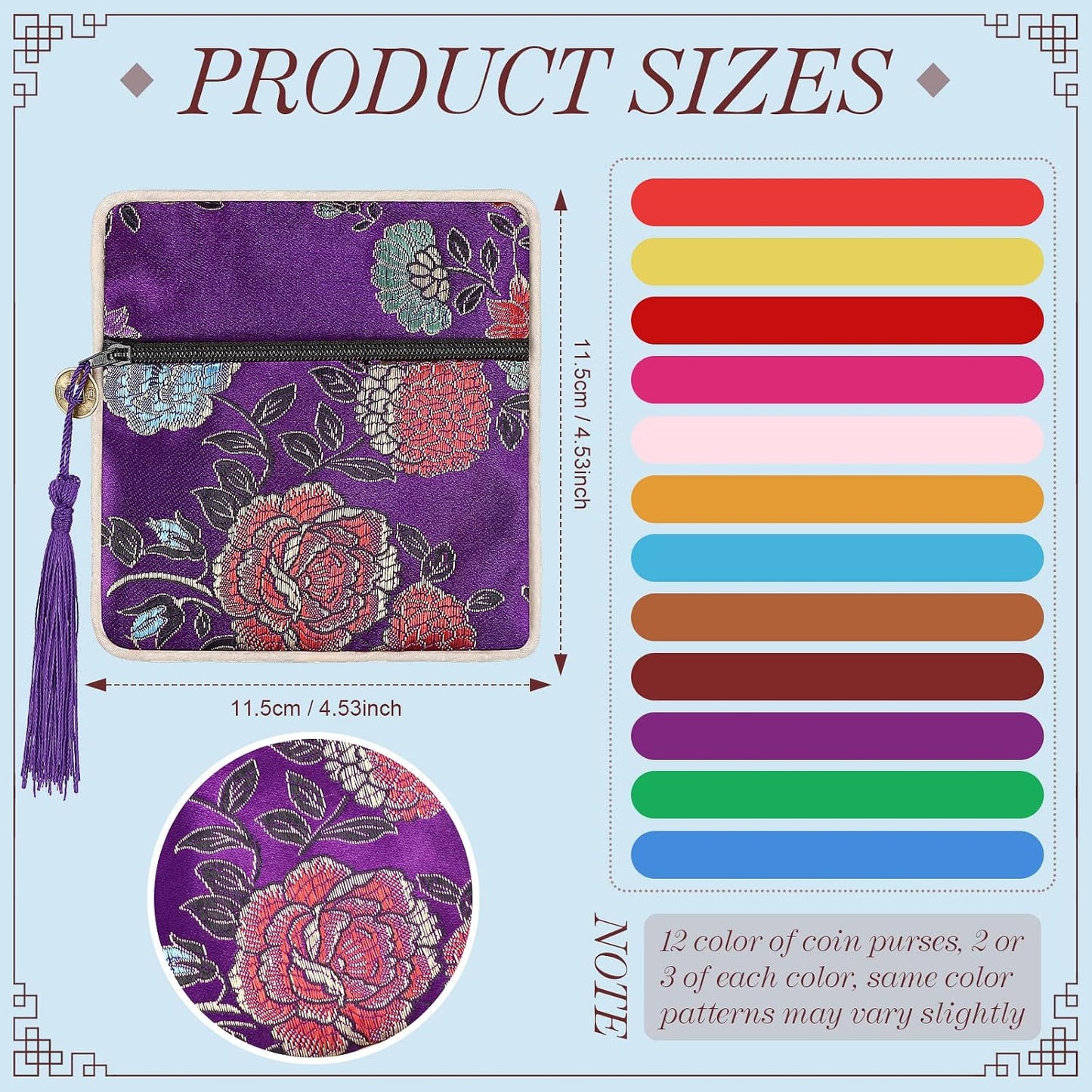 HOTLEIFIDE 30 Pcs Jewelry Silk Purse Pouch Chinese Silk Brocade Coin Purse Zipper Jewelry Bag Gift Pouch with Tassel Small Chinese Embroidered Organizers Pocket for Women Girls Necklace Earring Bracelet