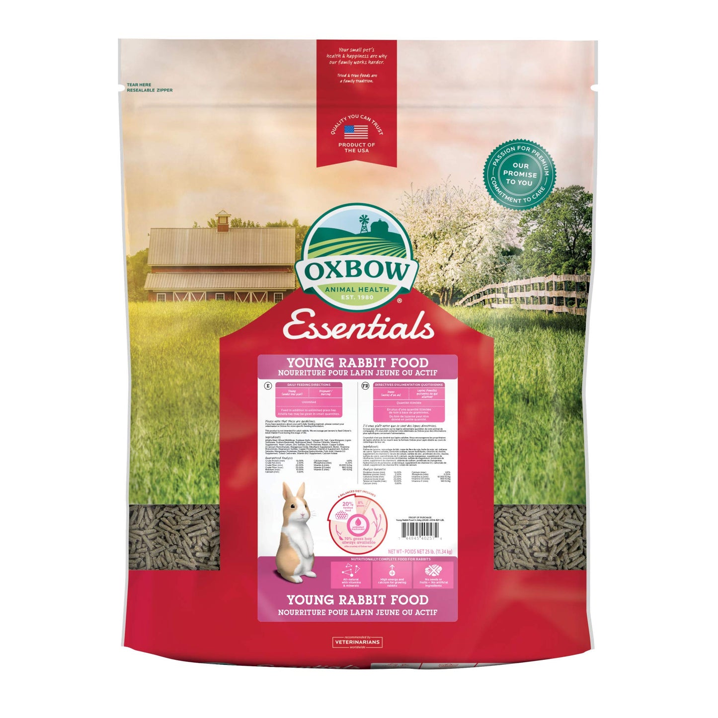 HOTOxbow Essentials Adult Rabbit Food, Timothy Hay Rabbit Pellets, USA, 5 lb