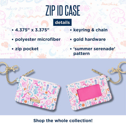 HOTLilly Pulitzer Zip Card Case ID Wallet, Summer Serenade | Cute, Colorful, Keychain Coin Purse Wallet with Zipper Close, Key Ring, Chain, and ID Window