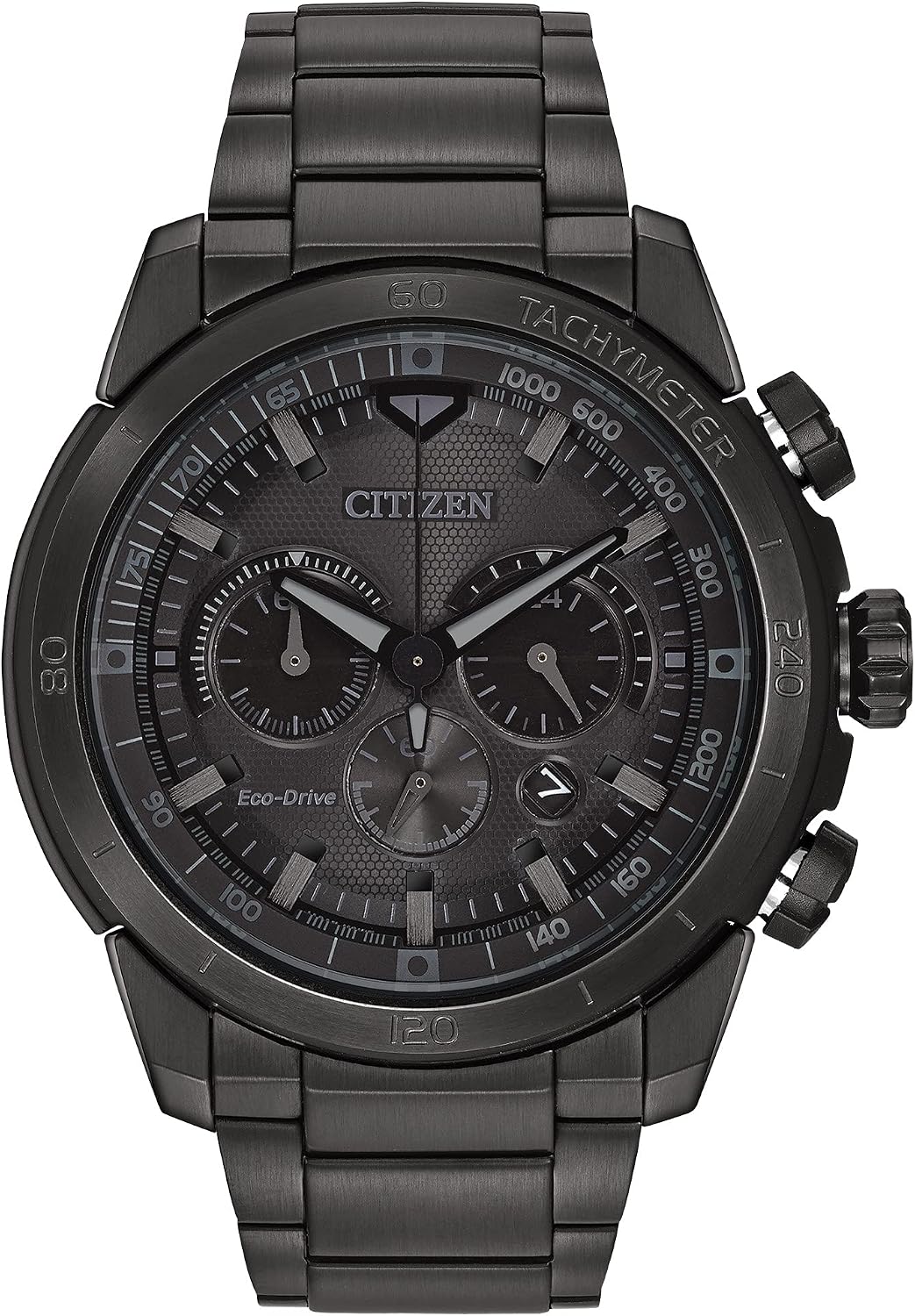 HOTCitizen Men's Eco-Drive Weekender Ecosphere Chronograph Watch in Black IP Stainless Steel, Black Dial (Model: CA4184-81E)