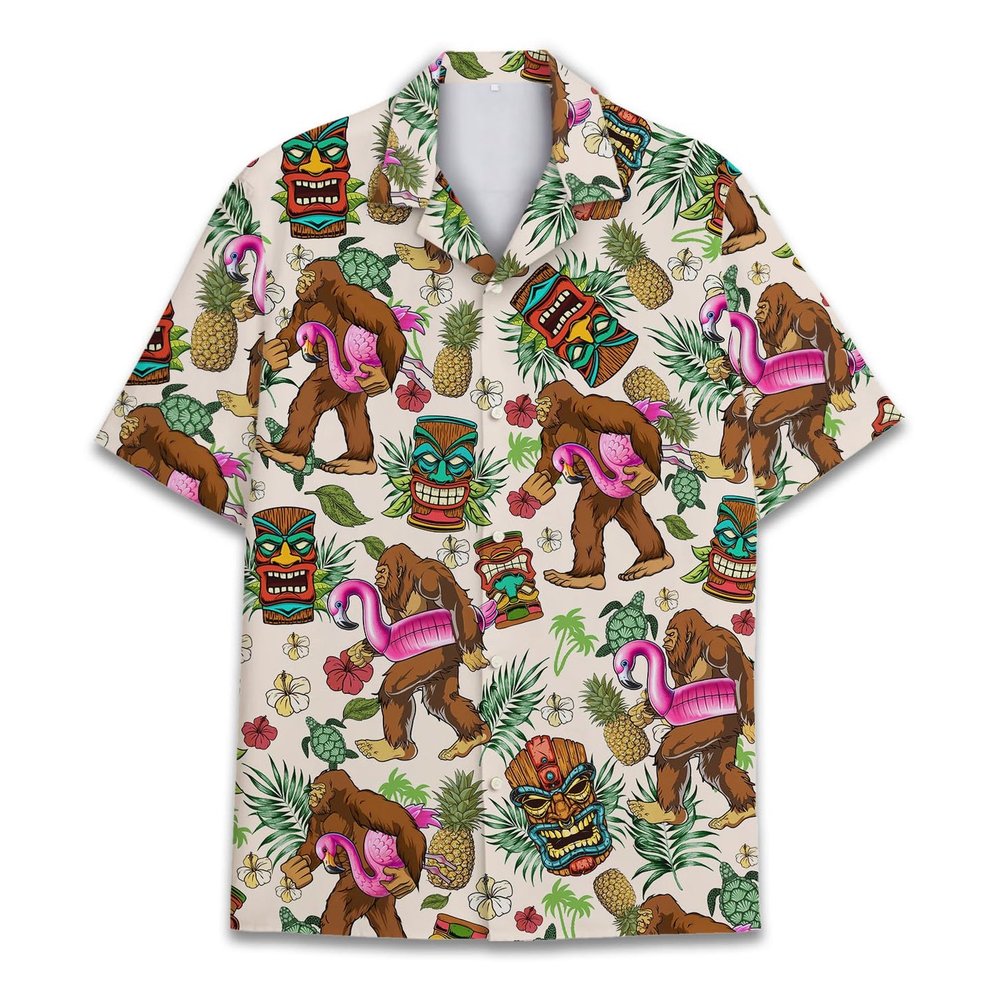 HOTTropical Bigfoot Hawaiian Shirts for Men Women, Sasquatch Summer Beach Button Down Short Sleeve