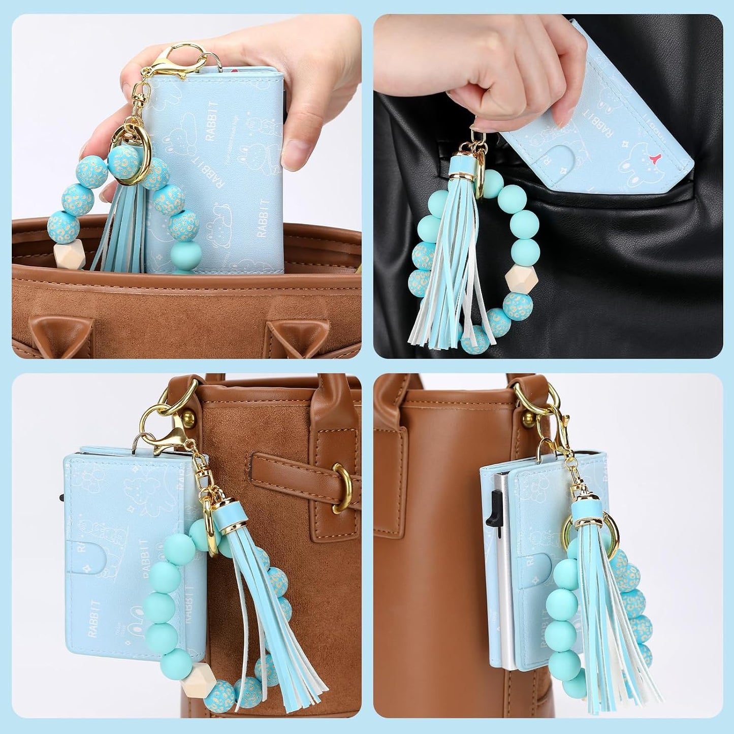 HOTWallet Women RFID Blocking Credit Card Holder Business Card Case Trifold Slim Wallet Wristlet with Key Chain PU Leather Holds 12 Cards Compact Small Coin Purse