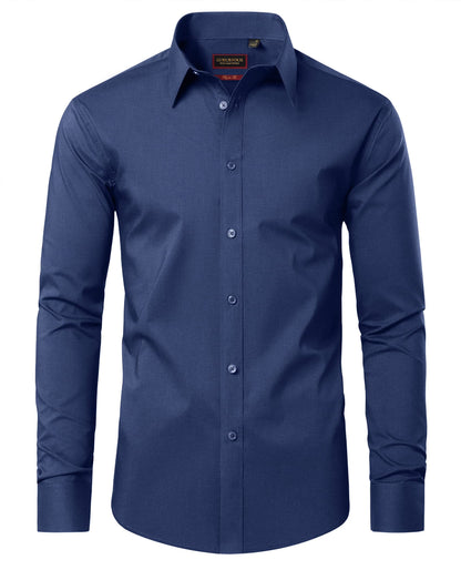 HOTLion Nardo Cotton Mens Dress Shirts Long Sleeve Wrinkle Free Business Casual Button Down Shirts Formal Shirts Big and Tall