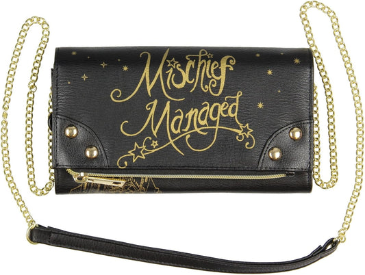 HOTHarry Potter Mischief Managed Foldover With Chain Strap Wallet