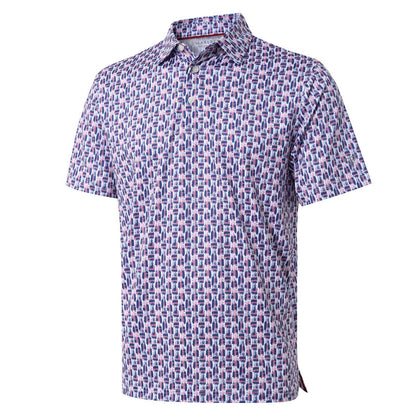 HOTGolf Shirts for Men Dry Fit Short Sleeve Print Performance Moisture Wicking Polo Shirt