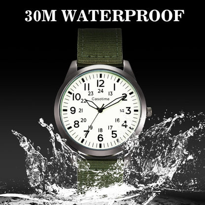 HOTCasotime Tactical Military Watch for Men - Field-Tested Analog Quartz with Luminous Dial, 30M Water Resistant Nylon Band & Second Hand | Unisex Army Sport Wristwatch