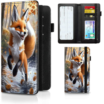 HOTCheckbook Cover for Men Women PU Leather Slim Check Book Holder Covers Wallet Case with Card Slots Duplicate Checks Card Pen Holder with RFID Blocking & Elastic Strap,Cute A Cat