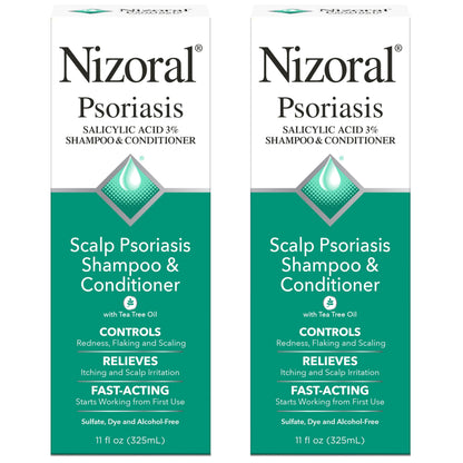 HOTNizoral Psoriasis Shampoo & Conditioner, 11 Oz, Gentle Scalp Treatment, Relieves Itching and Flaking, Redness and Scaling Effective Scalp Psoriasis Shampoo with Salicylic Acid and Tea Tree Oil