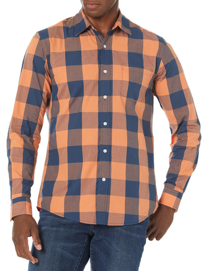 HOTAmazon Essentials Men's Regular-Fit Long-Sleeve Casual Poplin Shirt, Button Front, Business Casual, Collared