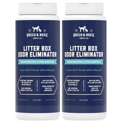 HOTRocco & Roxie Litter Box Odor Eliminator, Best Natural Urine Deodorizer, Cat Box Deodorizer, Smell Control, Odor Absorber, Safe for Kitty, 12 oz
