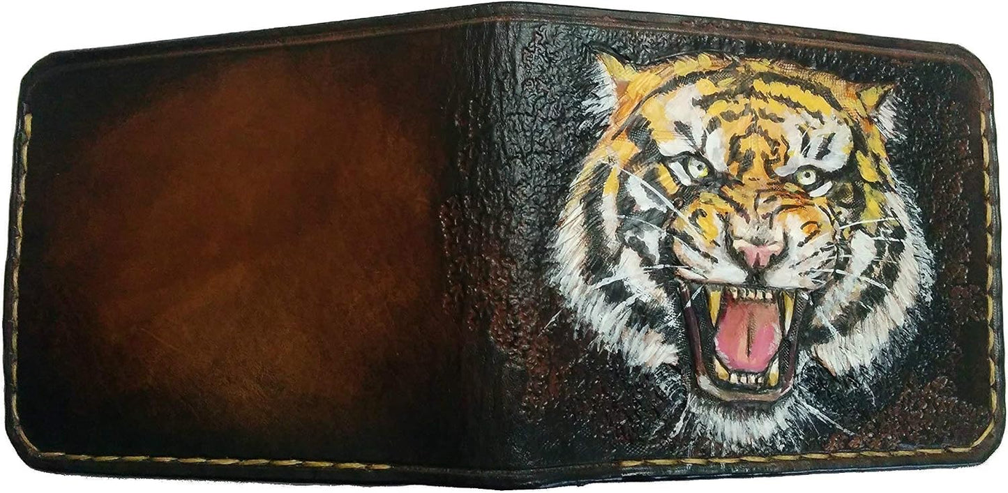 HOTBig Cat, Royal Bengal Tiger, Animal, Siberian Tiger, Panthera, Wildlife Wallet, RFID Men's Bifold Wallet, Genuine leather wallet, Biker Wallet, Embossed wallet, Leather Purse, Handmade wallet, Airbrush Art, Custom wallet, Personalized wallet