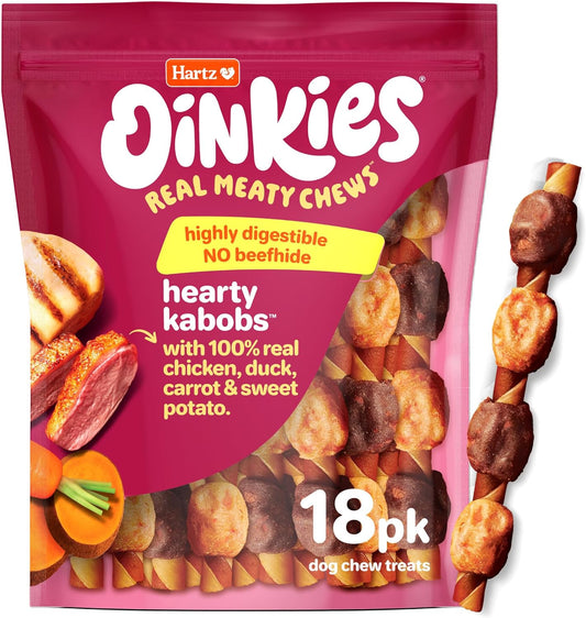 HOTOinkies Hearty Kabobs Rawhide‑Free Dog Treats, 18 Count