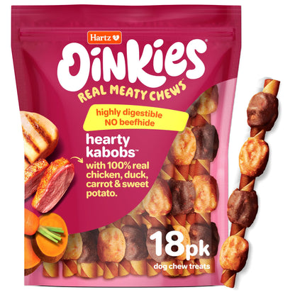 HOTOinkies Hearty Kabobs Rawhide‑Free Dog Treats, 18 Count