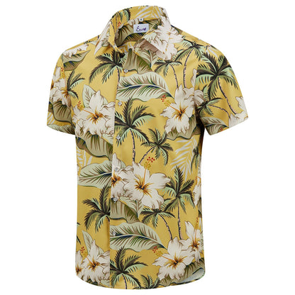 HOTEUOW Men's Hawaiian Shirt Short Sleeve Printed Button Down Beach Shirts