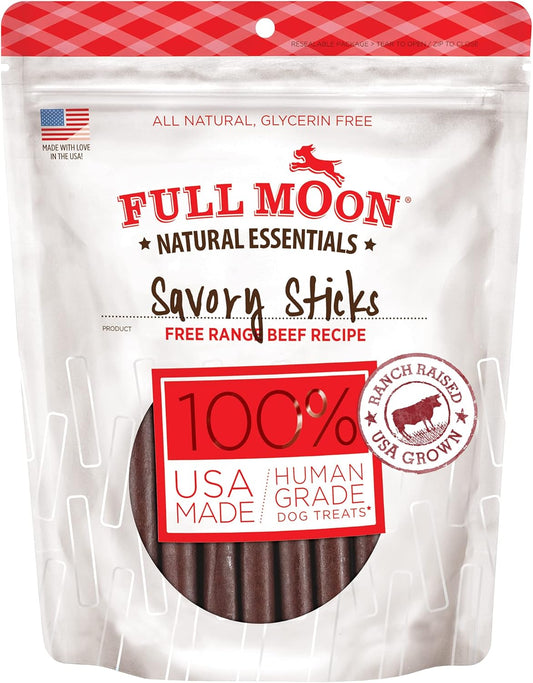 HOTFull Moon All Natural Human Grade Dog Treats, Essential Beef Savory Sticks, 22 Ounce, 1.375 Pound (Pack of 1)