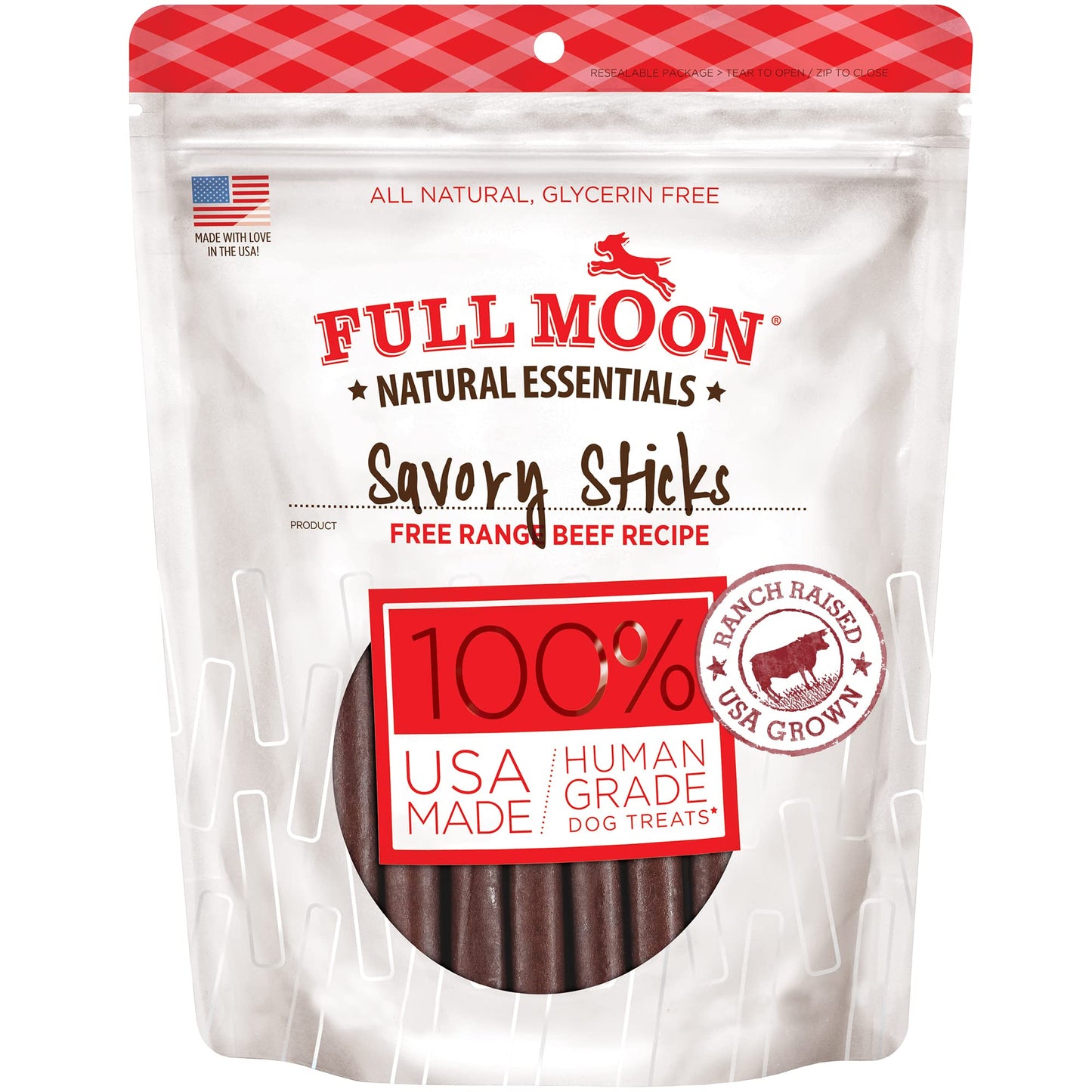 HOTFull Moon All Natural Human Grade Dog Treats, Essential Beef Savory Sticks, 22 Ounce, 1.375 Pound (Pack of 1)