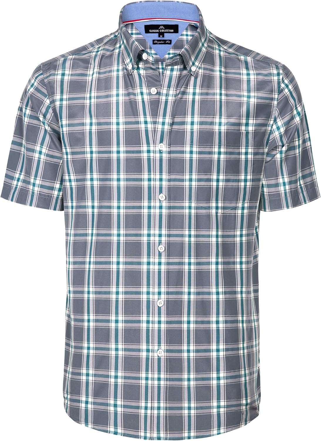 HOTAlimens & Gentle Plaid Mens Short Sleeve Button Down Shirts with Pocket | Lightweight,Button-Down Collar,Regular Fit,Excellent Colors,Breathable,Casual,Cotton Blend,Easy Care