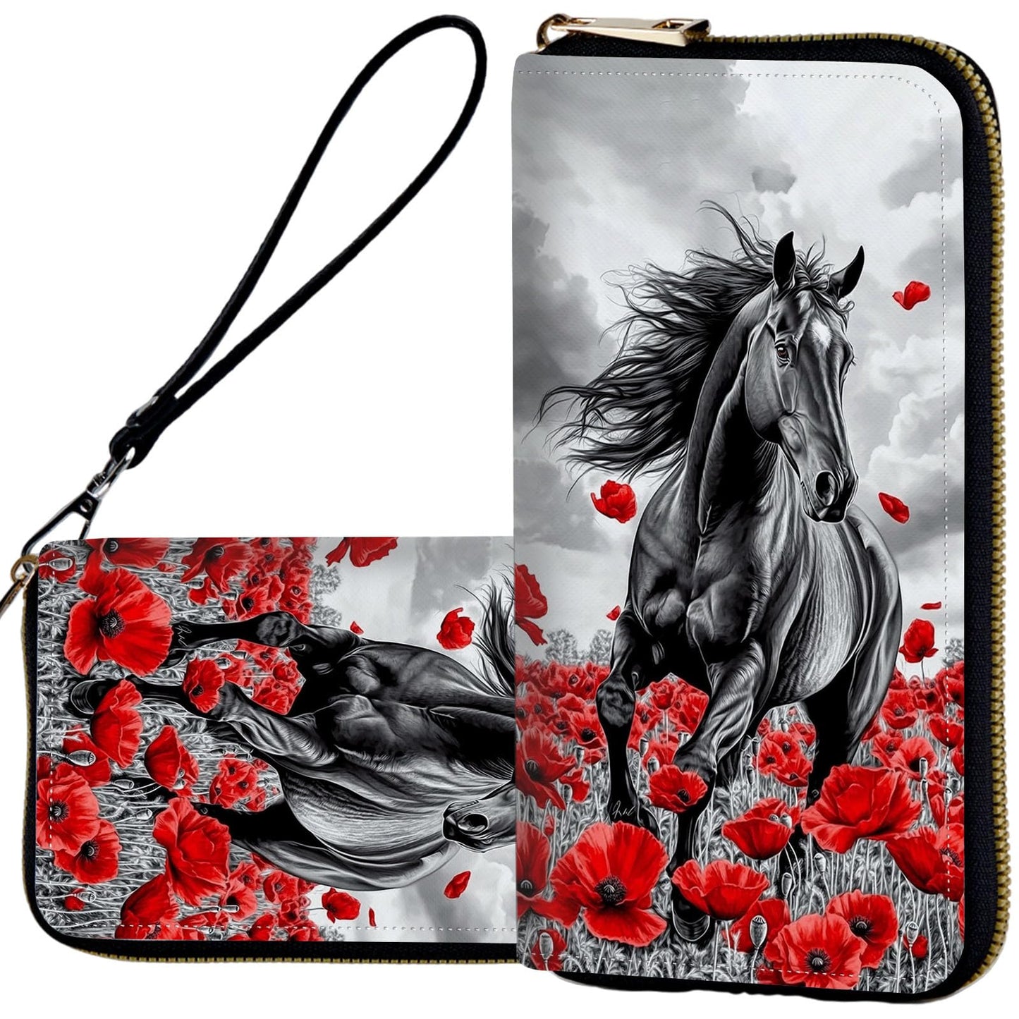 HOTWristlet Wallets for Women,Ladies Women's Wallet,Clutch Purses for Female Leather Large Capacity Credit Card Holder with Zipper Slim Cute Coin Pocket,RFID Blocking,Glitter Green Dragon
