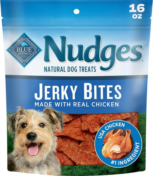 HOTBlue Buffalo Nudges Chicken Jerky Bites Natural Dog Treats, Tender & Meaty Dog Snacks, Healthy Reward or Training Treat, Made in the USA with Real Chicken, No Artificial Preservatives, 16 oz.