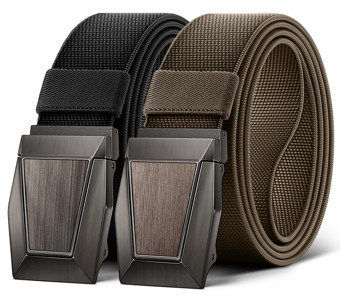 HOTBULLIANT Men Tactical Belt 2 Pack,Stretch Western Rigger Web Belt For Cowboy Military Heavy Duty 1.5"-Cut For Fit | Smooth Sliding | Adjustable for Precise Fit | Tailored Size | Rugged Nylon for Heavy Duty, hiking, Hunting