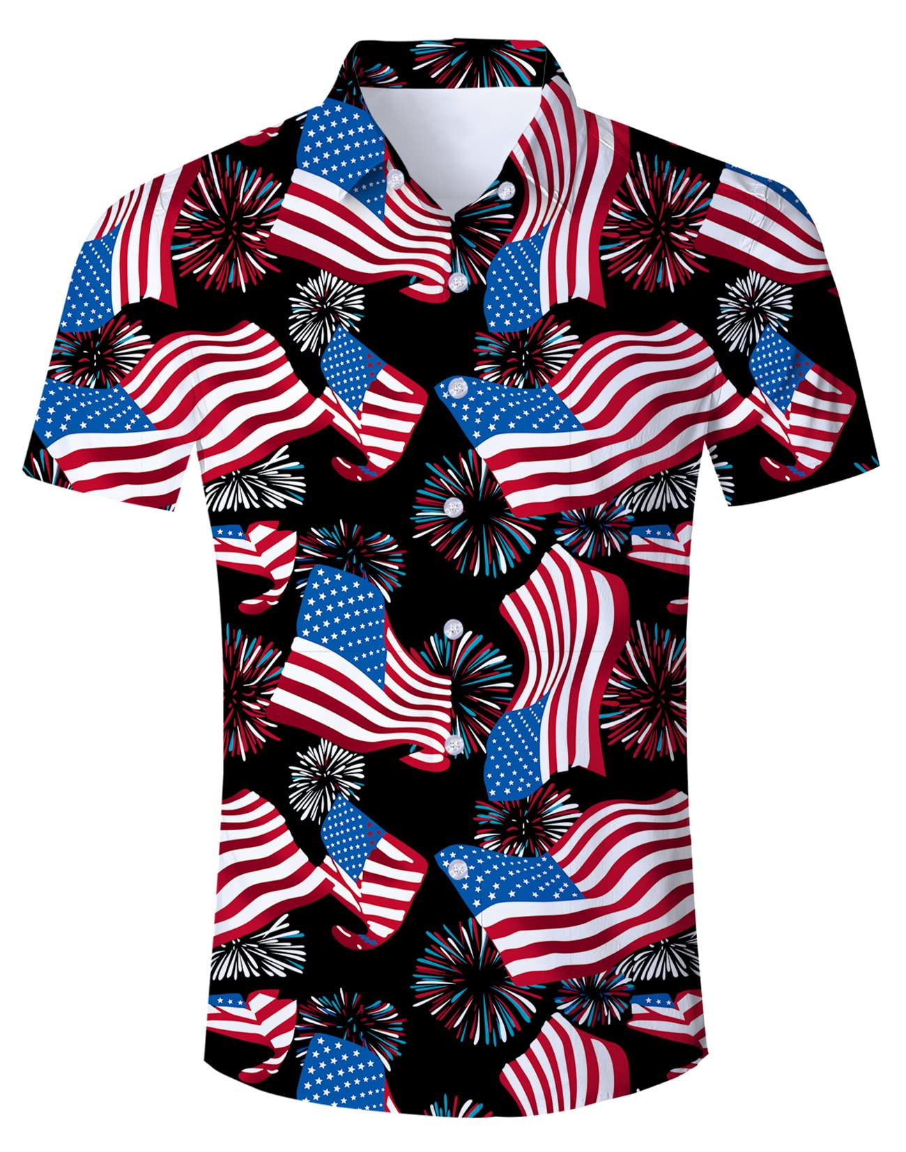 HOTuideazone Mens Funny Hawaiian Shirts 3D Graphic Button Down Short Sleeve Tropical Holiday Beach Aloha Shirt