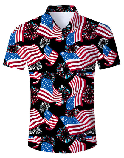 HOTuideazone Mens Funny Hawaiian Shirts 3D Graphic Button Down Short Sleeve Tropical Holiday Beach Aloha Shirt