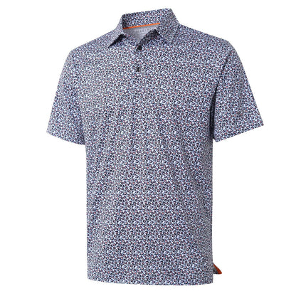 HOTGolf Shirts for Men Dry Fit Short Sleeve Print Performance Moisture Wicking Polo Shirt