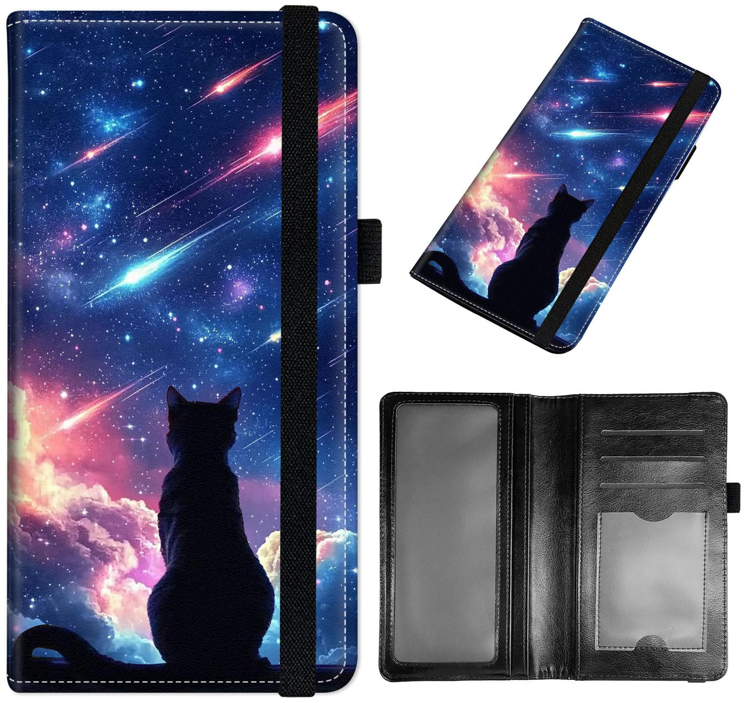 HOTCheckbook Cover for Men & Women, Slim PU Leather Checkbook Holder Wallet with RFID Blocking, Stylish and Durable, Dog Paw Prints Galaxy