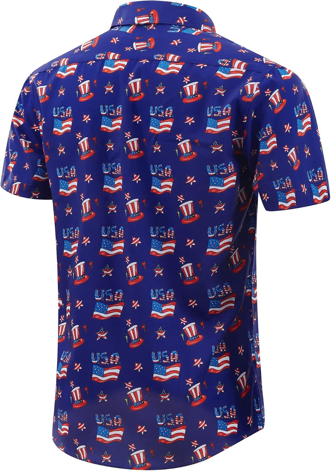 HOTMens American Flag Shirt - Patriotic Shirts for Men Short Sleeve Button Down Hawaiian Shirts