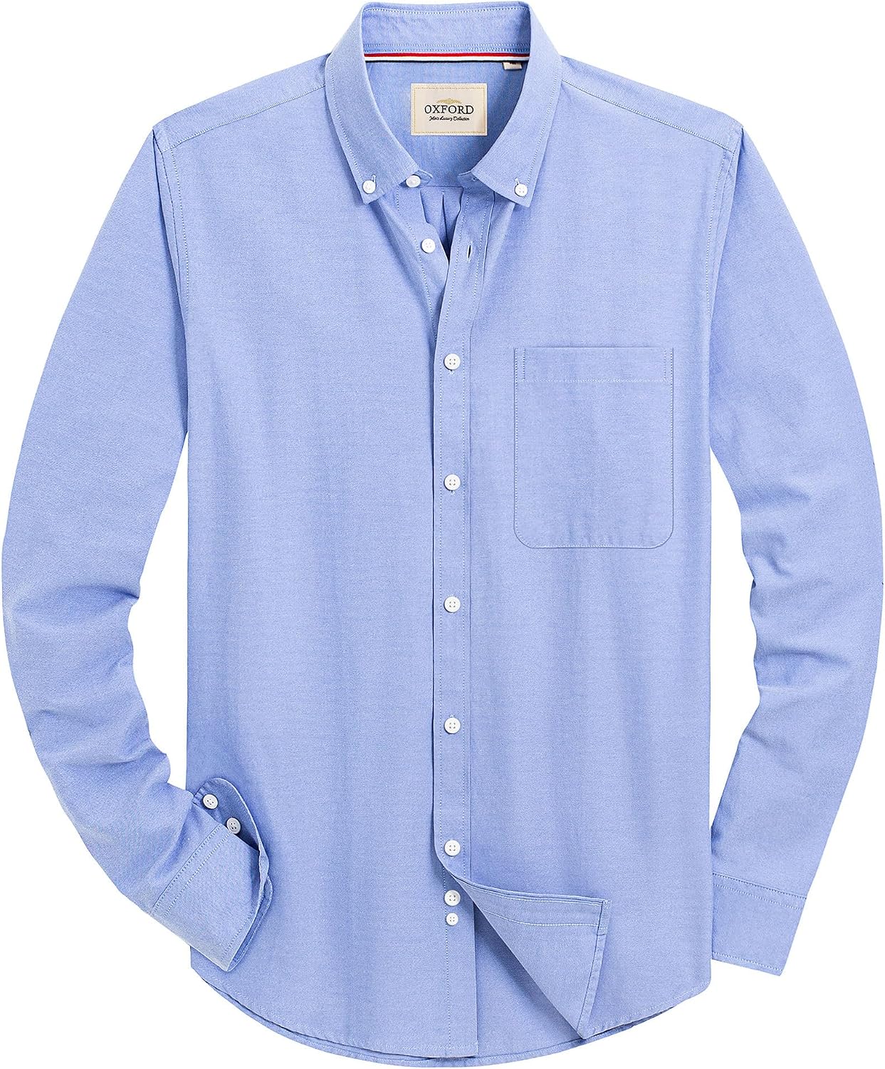 HOTAlimens & Gentle Mens Solid Oxford Shirt Long Sleeve Dress Shirt Work Casual Button Down Shirts with Pocket