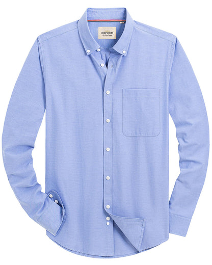 HOTAlimens & Gentle Mens Solid Oxford Shirt Long Sleeve Dress Shirt Work Casual Button Down Shirts with Pocket
