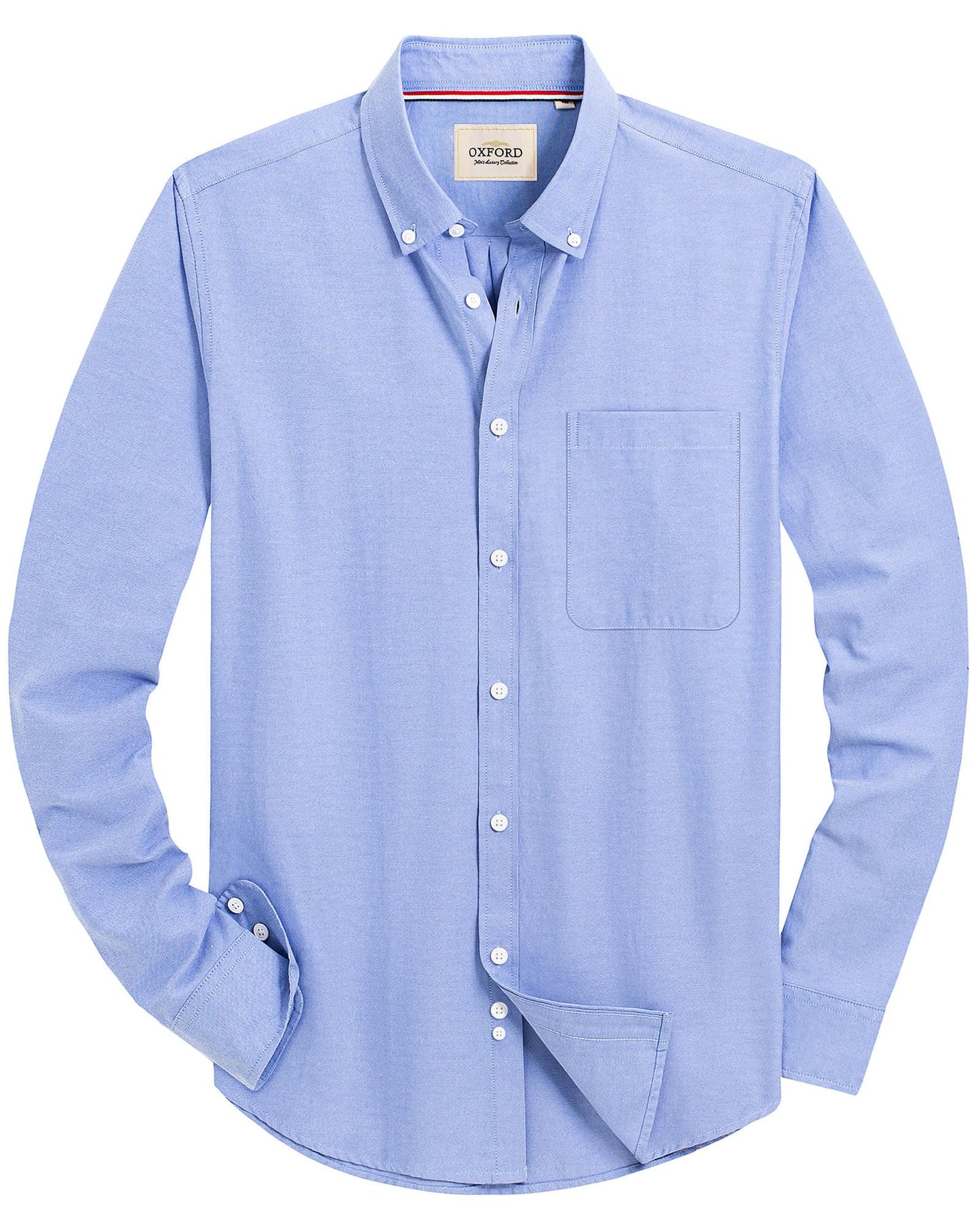 HOTAlimens & Gentle Mens Solid Oxford Shirt Long Sleeve Dress Shirt Work Casual Button Down Shirts with Pocket