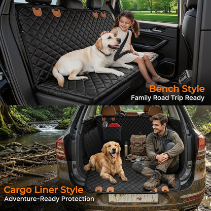 HOTURPOWER Dog Car Seat Cover for Pets 100% Waterproof Seat Cover Hammock 600D Heavy Duty Scratch Proof Nonslip Durable Soft Back Seat Covers for Cars and SUVs